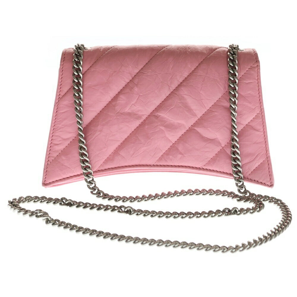 BALENCIAGA Crush Sling Bag Chain Shoulder Clutch Pink - Picture 2 of 6